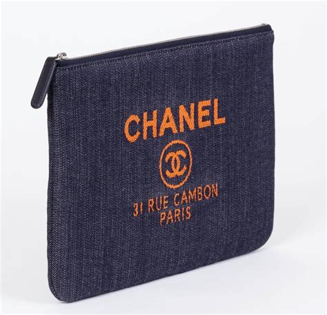 chanel zipped clutch|chanel denim clutch.